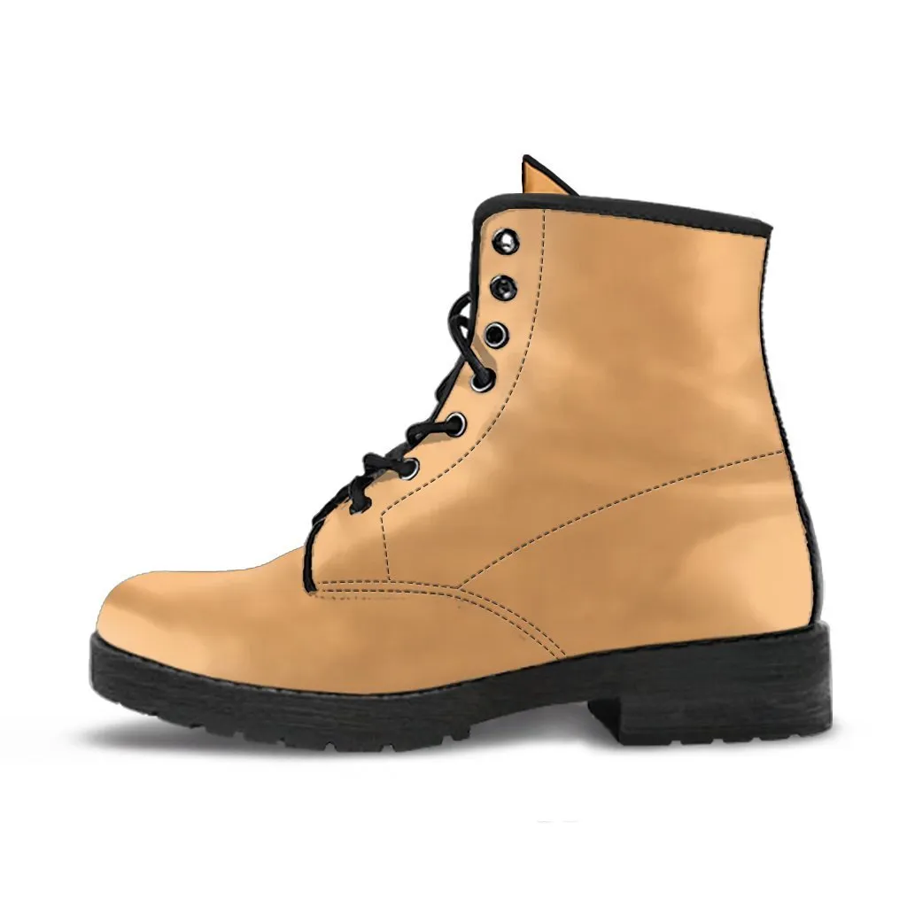 Combat Boots - Light Brown | Vegan Shoes, Brown Lace Up Boots Women, Vegan Leather Lace Up Boots Women, Handmade Lace Up Boots, Women’s Boots