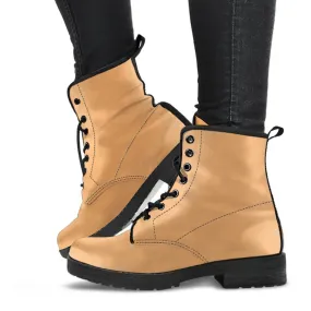 Combat Boots - Light Brown | Vegan Shoes, Brown Lace Up Boots Women, Vegan Leather Lace Up Boots Women, Handmade Lace Up Boots, Women’s Boots