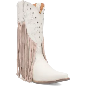 Hoedown Off White Leather Fringe Boots (DS)