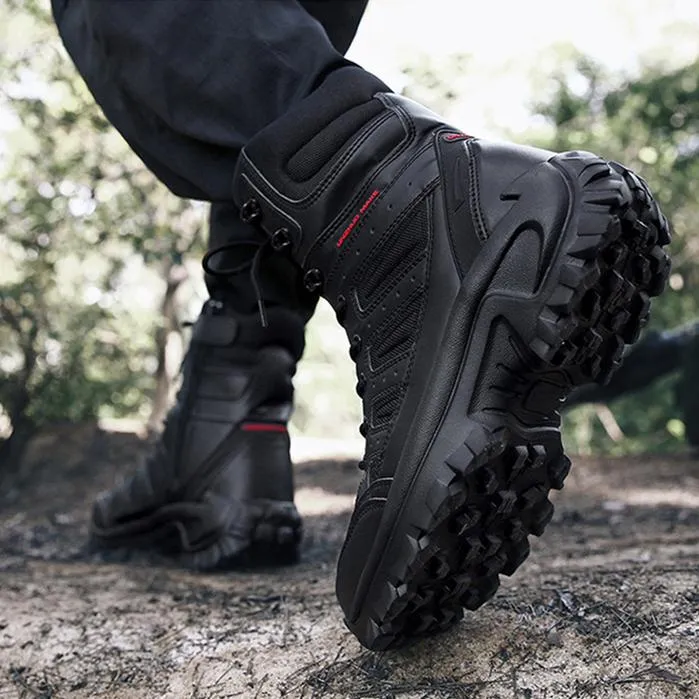 Men's chunky platform anti-skid military combat boots | High cut front lace boots