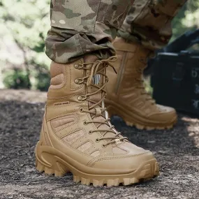 Men's chunky platform anti-skid military combat boots | High cut front lace boots