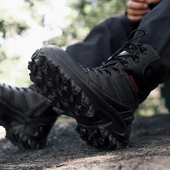 Men's chunky platform anti-skid military combat boots | High cut front lace boots