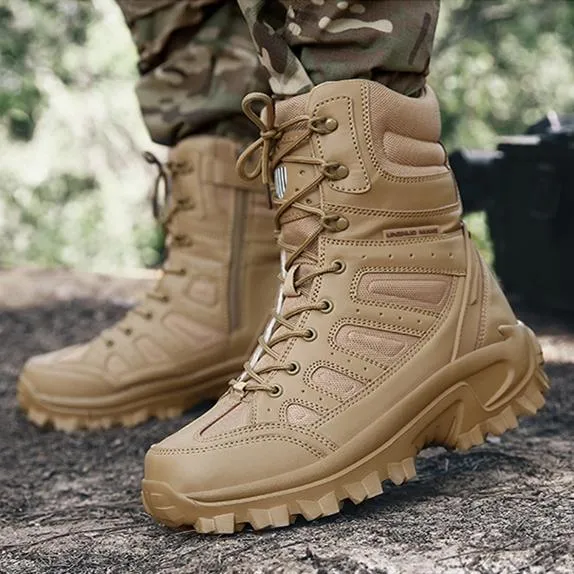 Men's chunky platform anti-skid military combat boots | High cut front lace boots