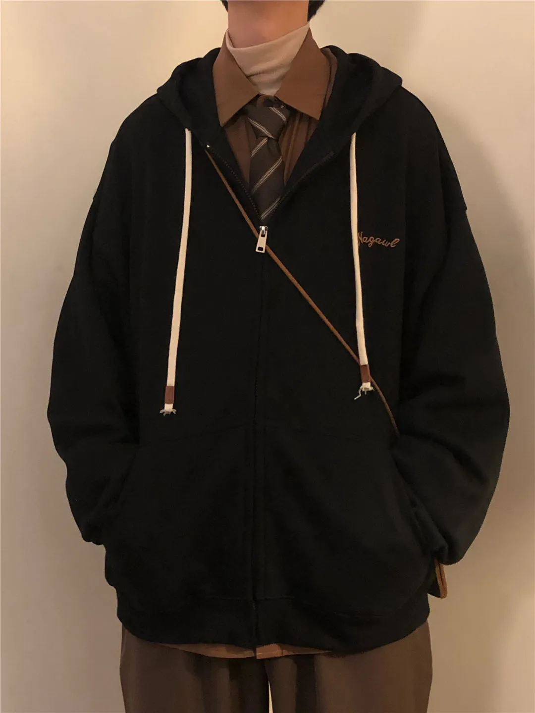 Nagawl Essential Retro Zip-up Hoodie