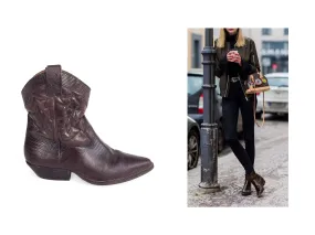 Short Cowgirl Boots Sz. 7.5 Brown Ankle  Booties 1990s Vintage Boots Size 7 1/2