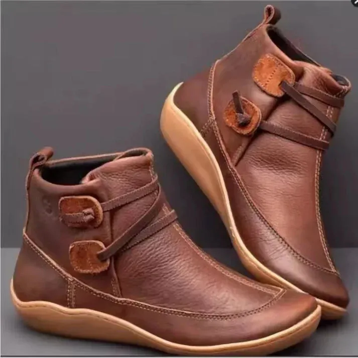 Vegan Leather Flat Ankle Boots for Women | Eco-Friendly Materials